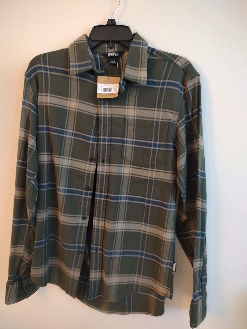 Eddie Bauer Olive Green Plaid Button-Down Shirt